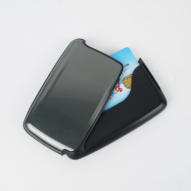 Porte-cartes en aluminium noircissant RFID à ouverture facile, portefeuille pour hommes