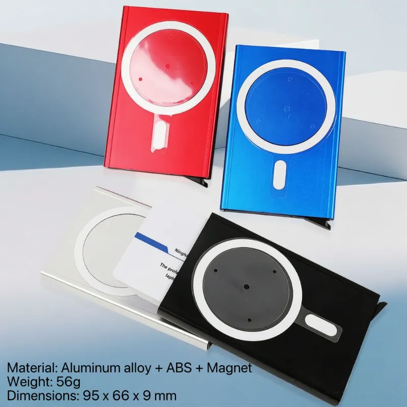 Porte-cartes magnétique en aluminium à ouverture automatique