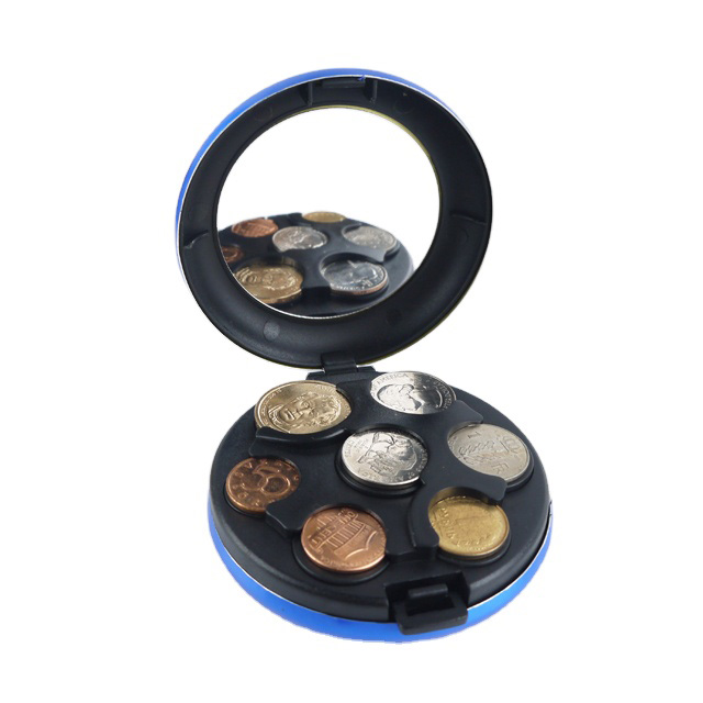 Mini porte-monnaie à cadre rond mignon, étui de rangement pour pièces de monnaie